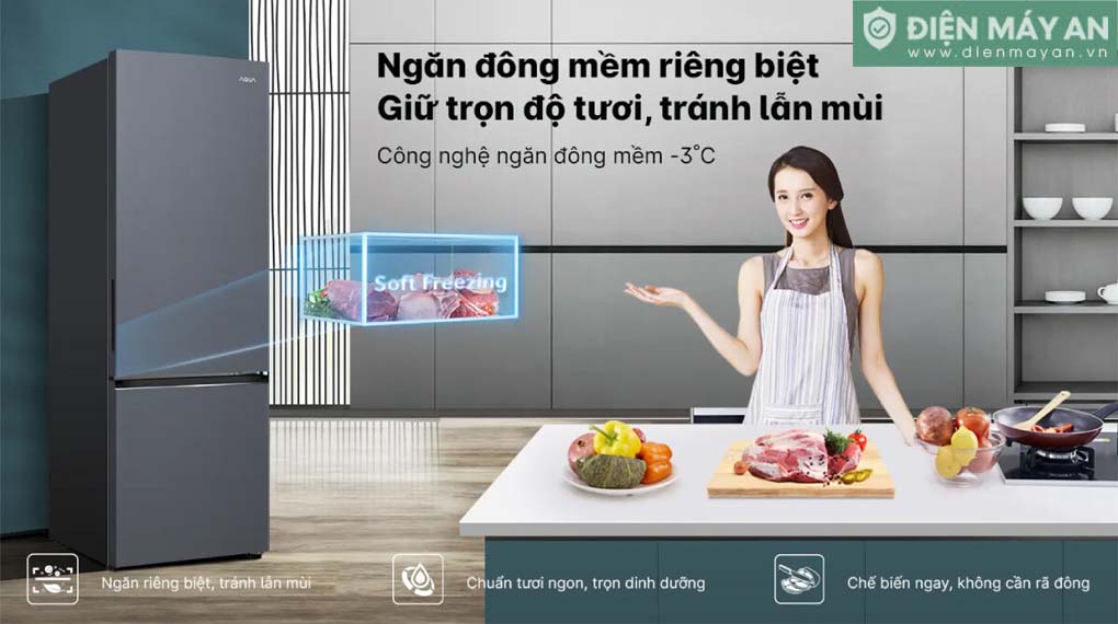 Tủ lạnh Aqua Inverter 324 Lít AQR-B390MA(SLB)